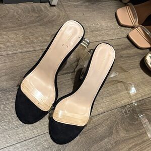 PrettyLittleThing Black and Nude Heels